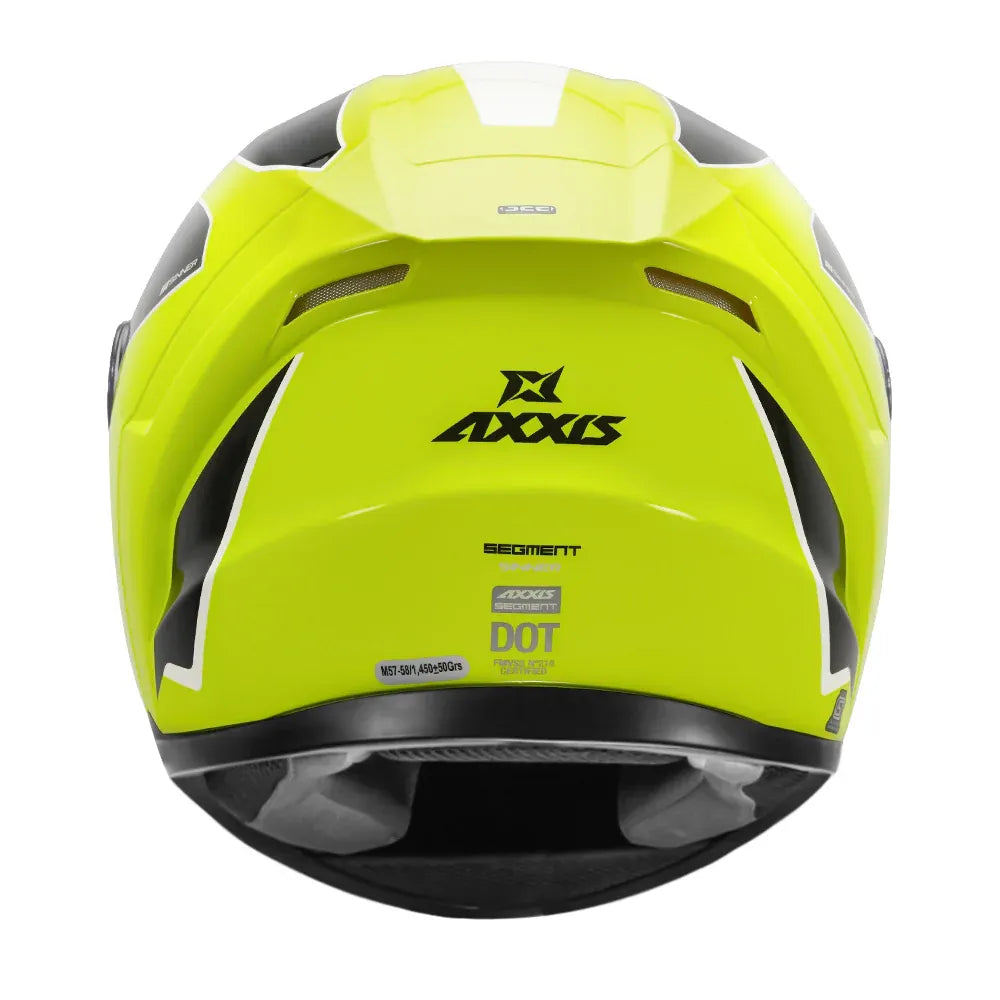AXXIS 117D Seg Dot Sinner F3 Gloss Fluo Yellow Full Face Helmet