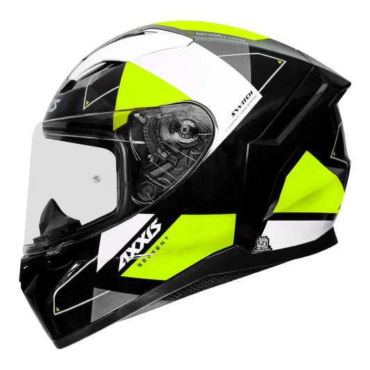 AXXIS 117D Seg Dot Switch B3 Gloss Fluo Yellow Full Face Helmet