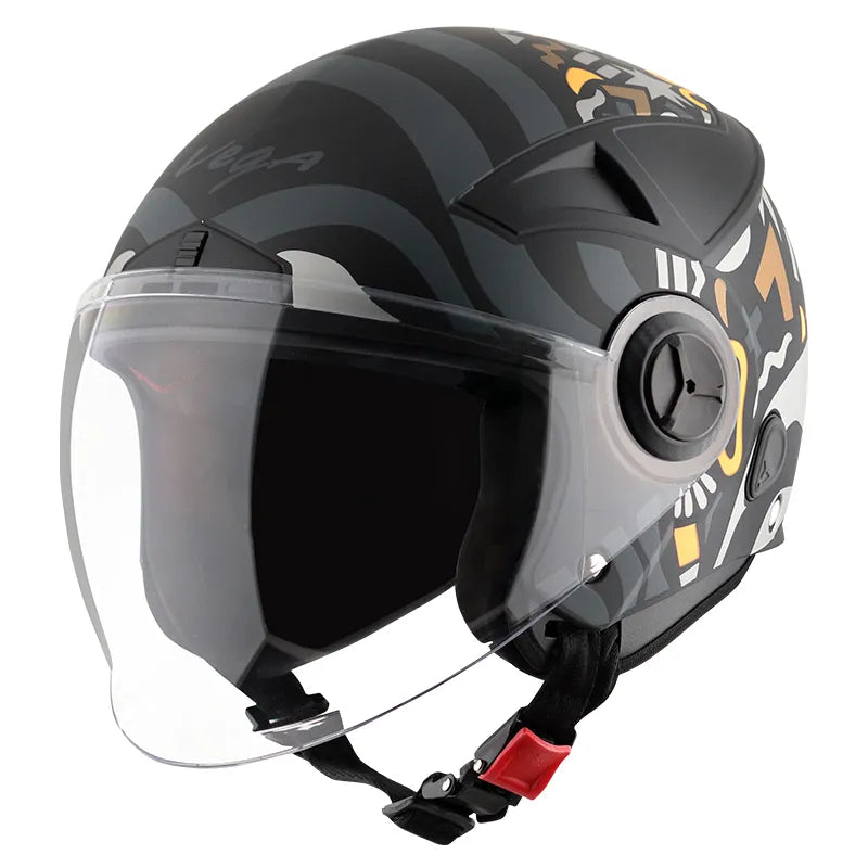 VEGA Blaze Dx Bz1 Dull Black Grey Half Face Helmet