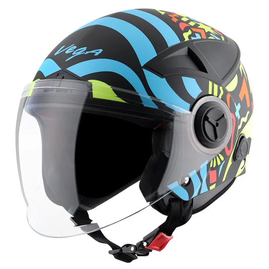 VEGA Blaze Dx Bz1 Dull Black Neon Yellow Half Face Helmet