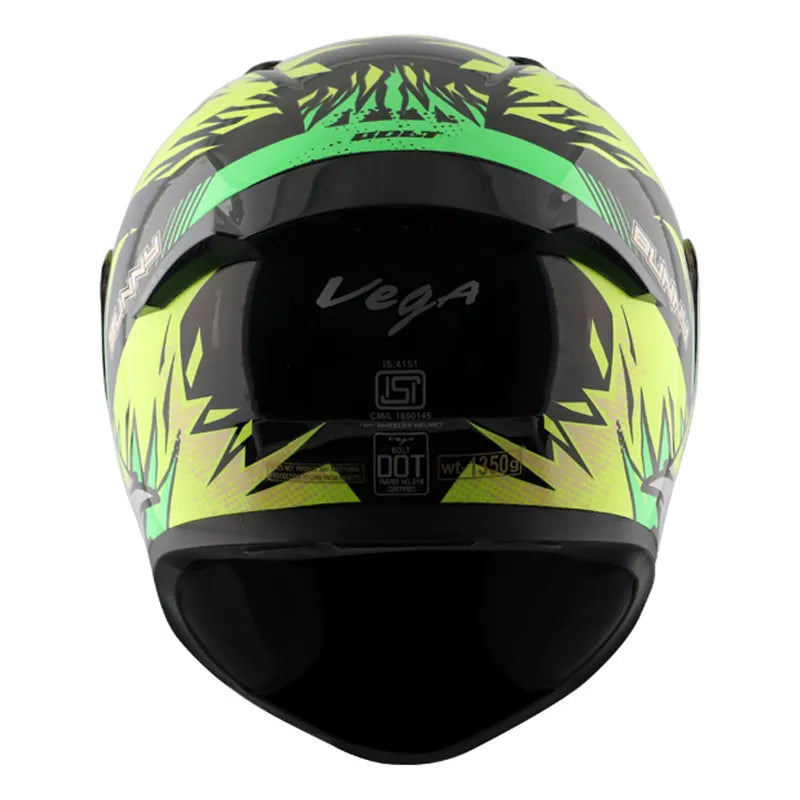 VEGA Bolt Bunny Black Neon Yellow Full Face Helmet