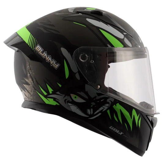 VEGA Bolt Bunny Dull Black Green Full Face Helmet
