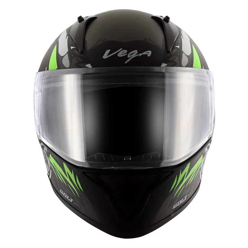 VEGA Bolt Bunny Dull Black Green Full Face Helmet