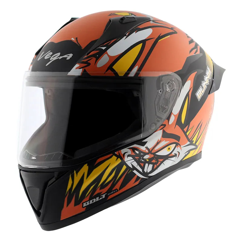 VEGA Bolt Bunny Dull Black Orange Full Face Helmet