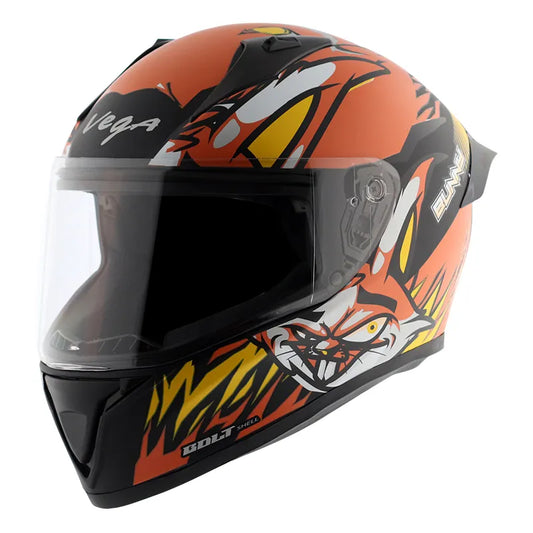 VEGA Bolt Bunny Dull Black Orange Full Face Helmet