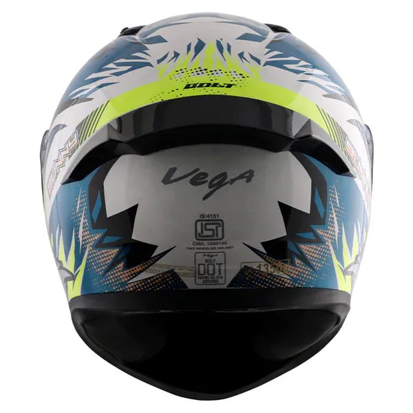 VEGA Bolt Bunny White M Blue Full Face Helmet