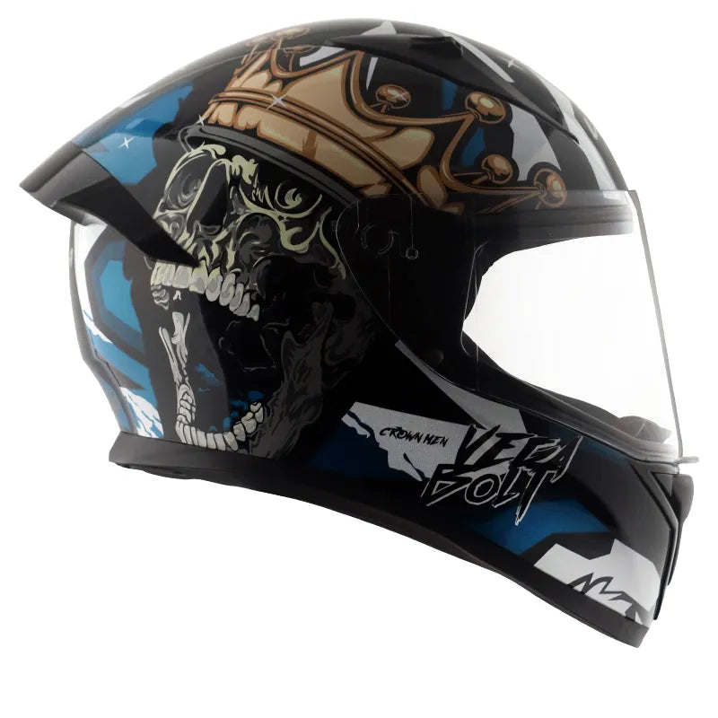 VEGA Bolt Crown Men Black Blue Full Face Helmet