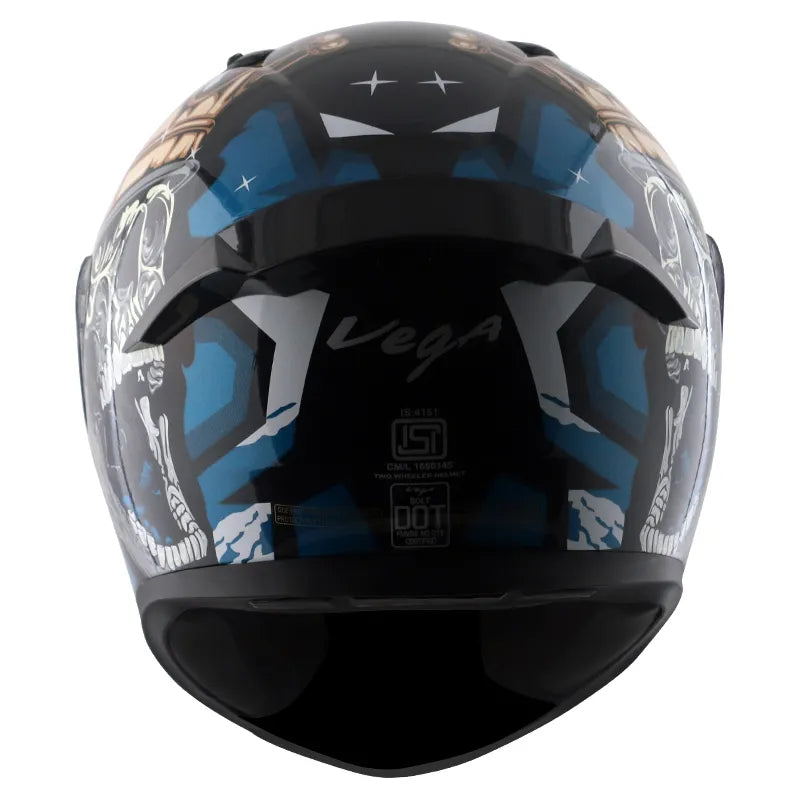 VEGA Bolt Crown Men Black Blue Full Face Helmet