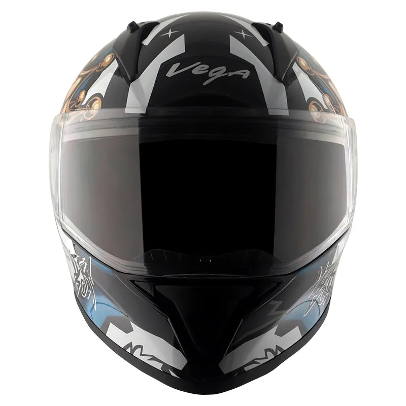 VEGA Bolt Crown Men Black Blue Full Face Helmet