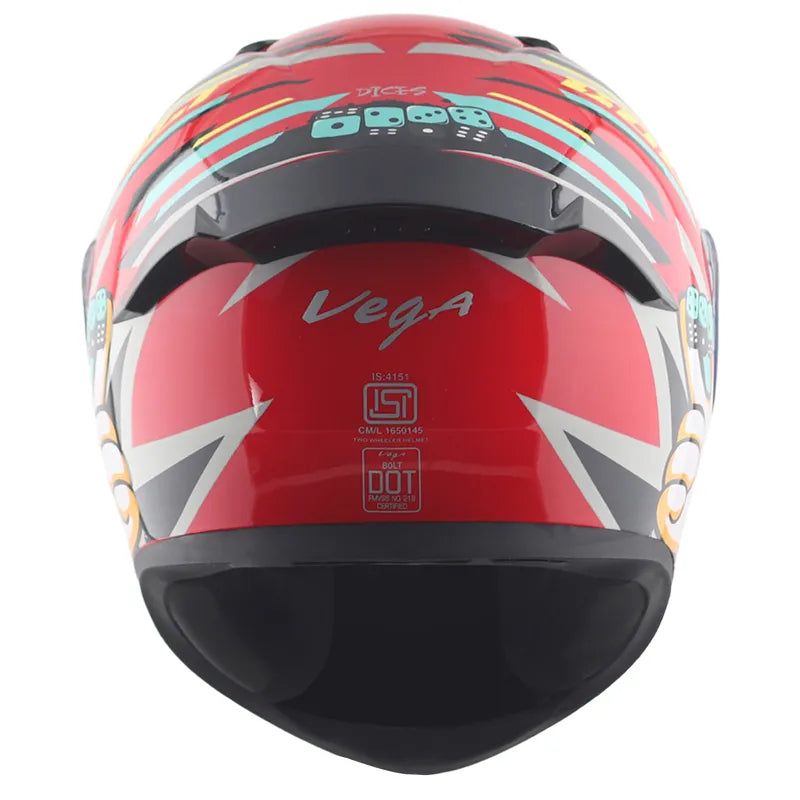 VEGA Bolt Dx Dice Red Black Full Face Helmet
