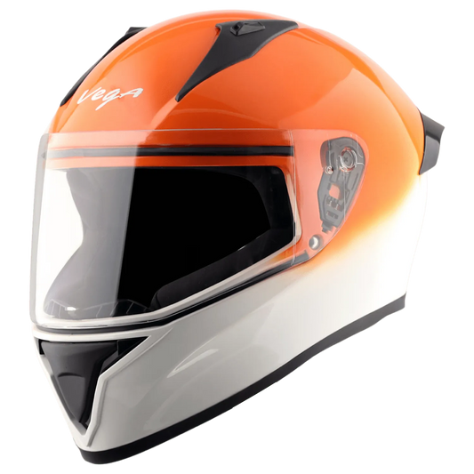 VEGA Bolt Dx Dual White Orange Full Face Helmet