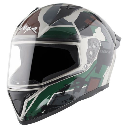 VEGA Bolt Dx Dull Battle Green Full Face Helmet