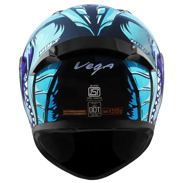 VEGA Bolt Dx Game Changer Black Blue Full Face Helmet