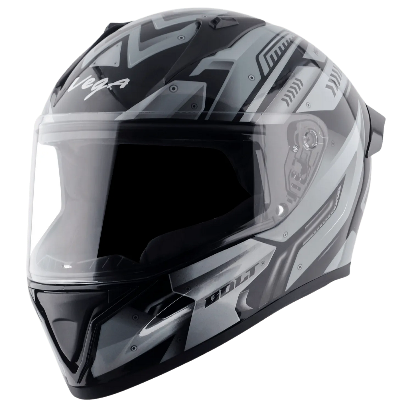 VEGA Bolt Dx Martial Black Grey Full Face Helmet
