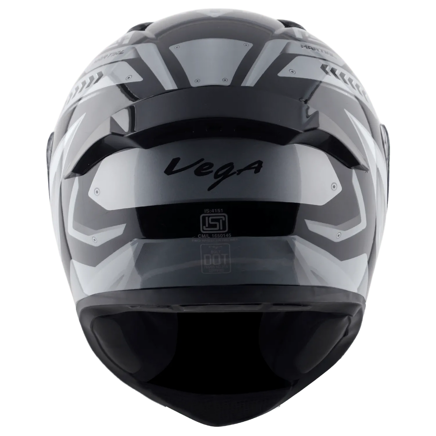 VEGA Bolt Dx Martial Black Grey Full Face Helmet