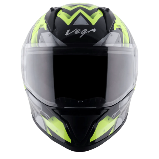 VEGA Bolt Dx Martial Black Neon Yellow Full Face Helmet