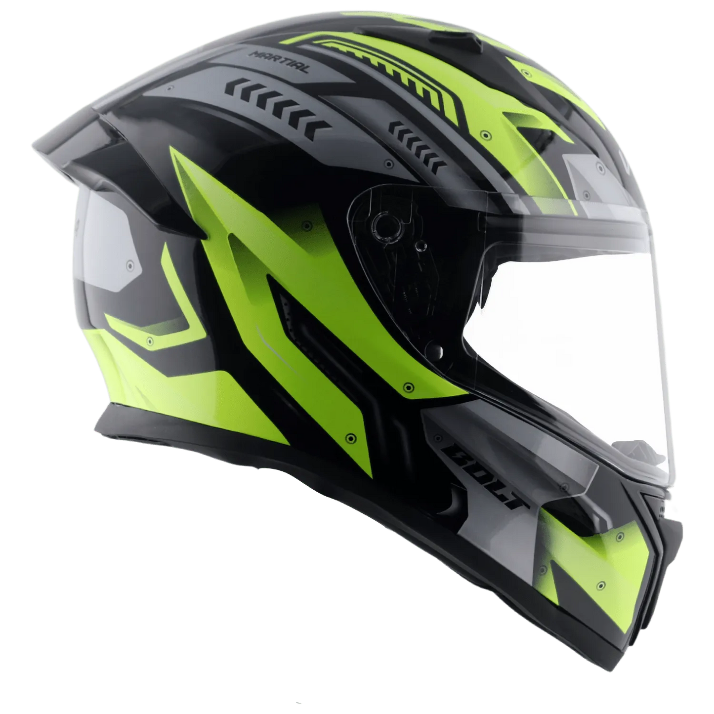 VEGA Bolt Dx Martial Black Neon Yellow Full Face Helmet