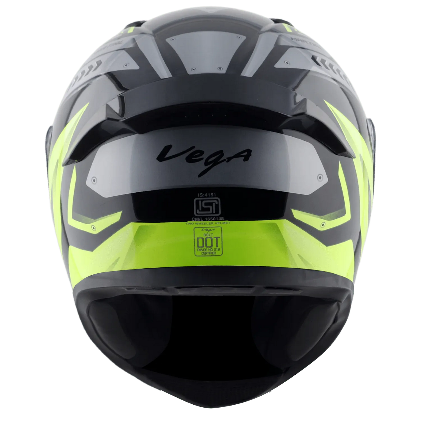 VEGA Bolt Dx Martial Black Neon Yellow Full Face Helmet