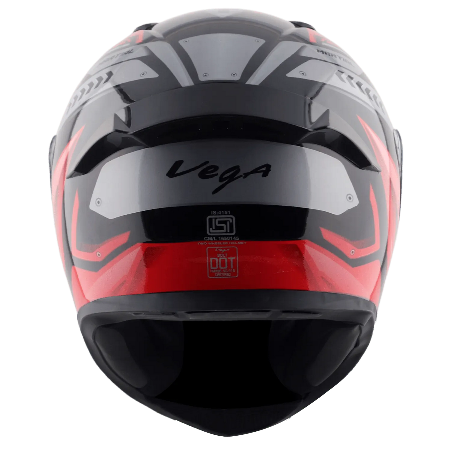 VEGA Bolt Dx Martial Black Red Full Face Helmet