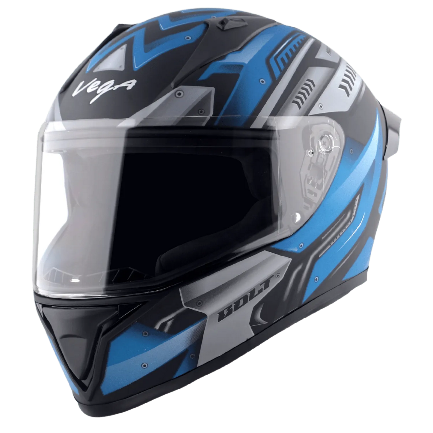 VEGA Bolt Dx Martial Dull Black M Blue Full Face Helmet