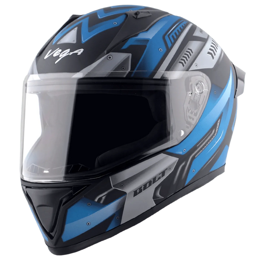 VEGA Bolt Dx Martial Dull Black M Blue Full Face Helmet