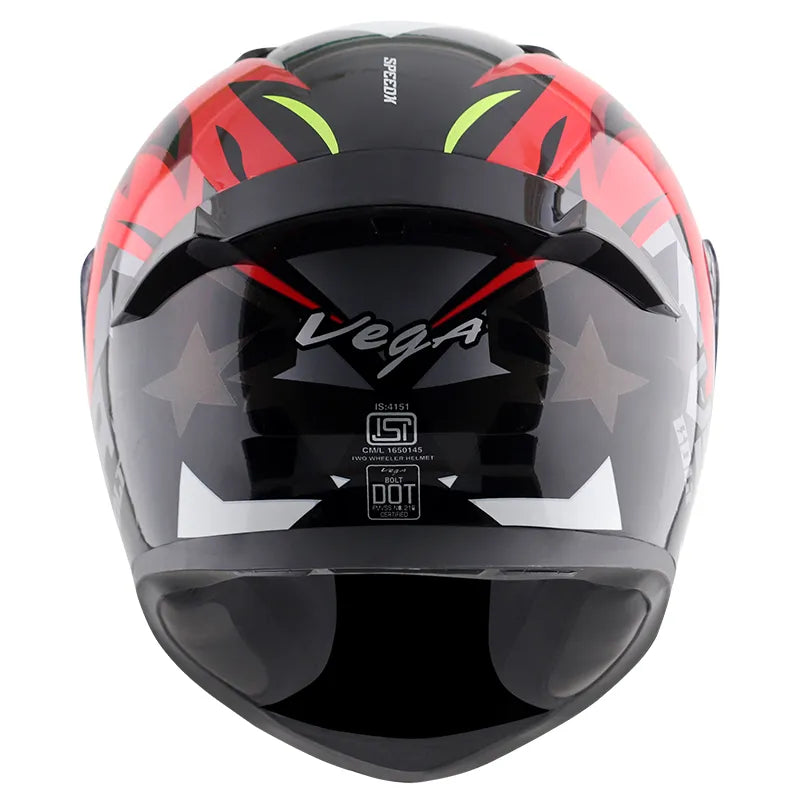 VEGA Bolt Dx Speedx Black Red Full Face Helmet