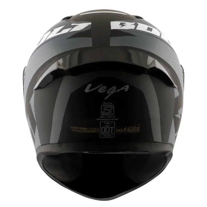 VEGA Bolt Macho Dull Black Grey Full Face Helmet