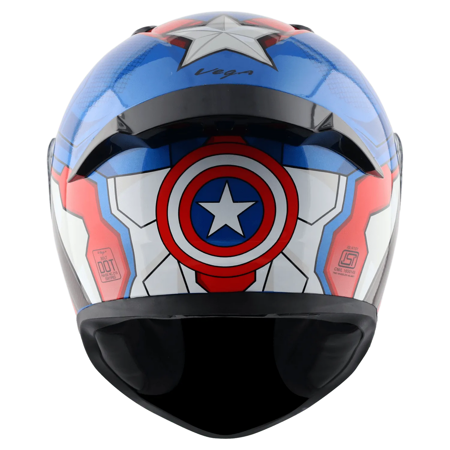 VEGA Bolt Marvel Captain America Dull Blue Red White Full Face Helmet