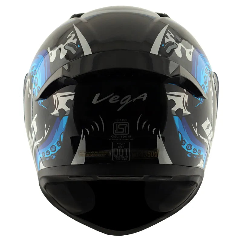 VEGA Bolt Octopus Black Blue Full Face Helmet
