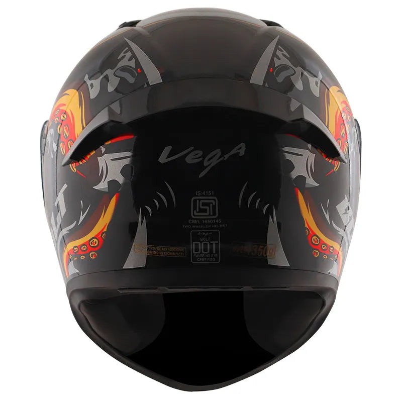 VEGA Bolt Octopus Black Orange Full Face Helmet