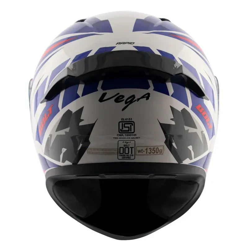 VEGA Bolt Rapid White Blue Full Face Helmet