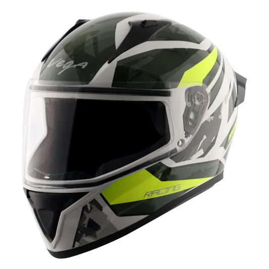 VEGA Bolt Rapid White Neon Yellow Full Face Helmet