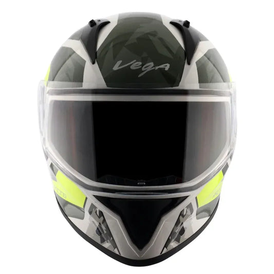 VEGA Bolt Rapid White Neon Yellow Full Face Helmet
