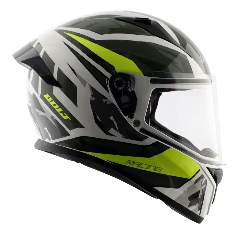 VEGA Bolt Rapid White Neon Yellow Full Face Helmet