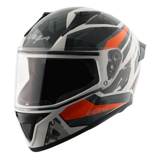 VEGA Bolt Rapid White Orange Full Face Helmet