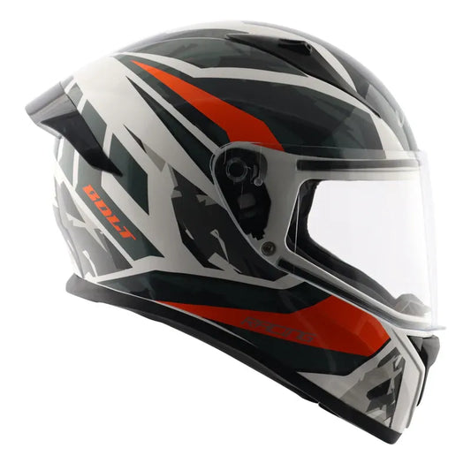 VEGA Bolt Rapid White Orange Full Face Helmet