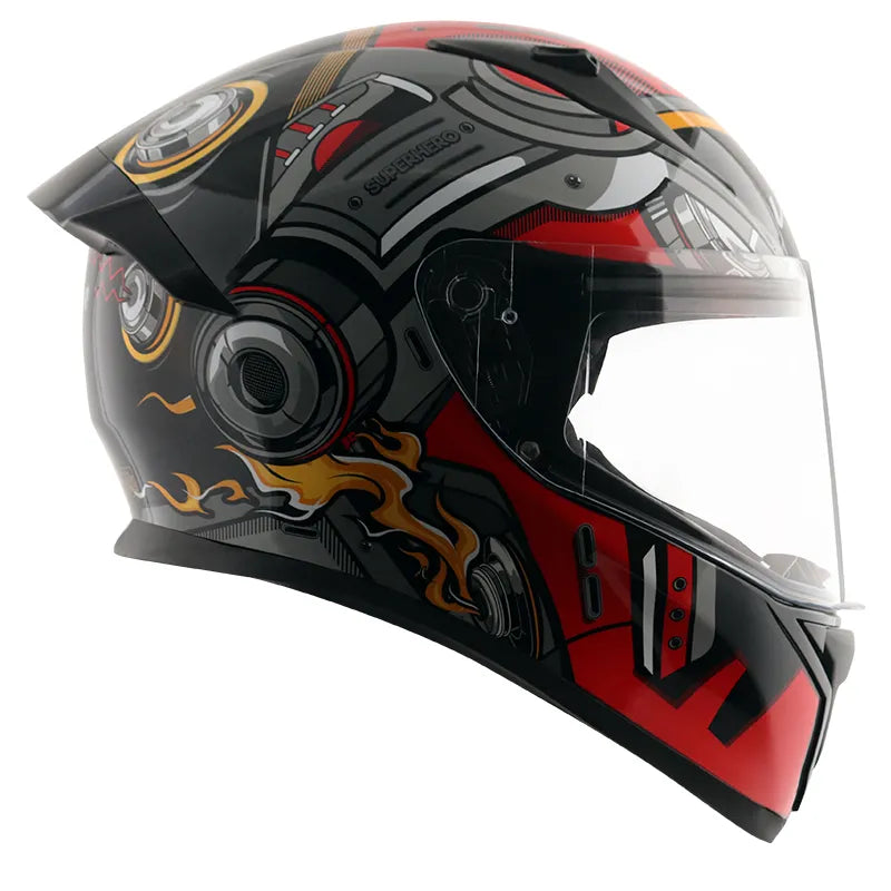 VEGA Bolt Superhero Black Red Full Face Helmet