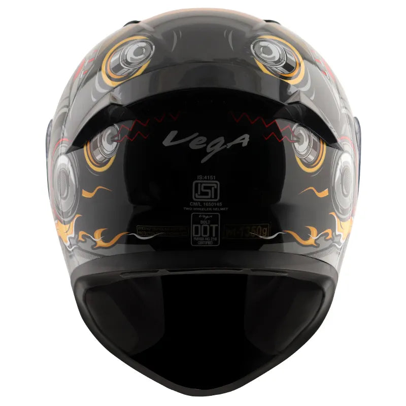 VEGA Bolt Superhero Black Red Full Face Helmet