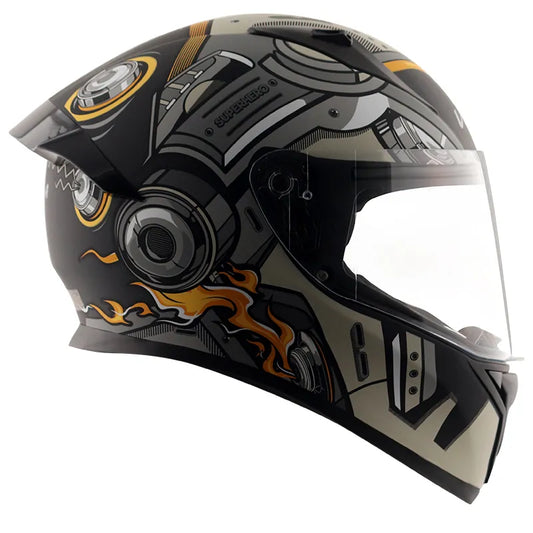 VEGA Bolt Superhero Dull Black Grey Full Face Helmet