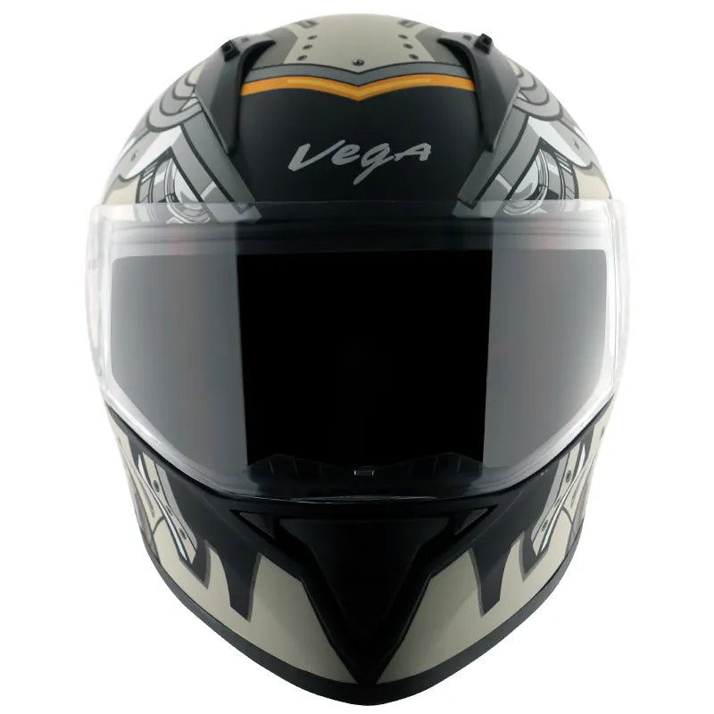 VEGA Bolt Superhero Dull Black Grey Full Face Helmet