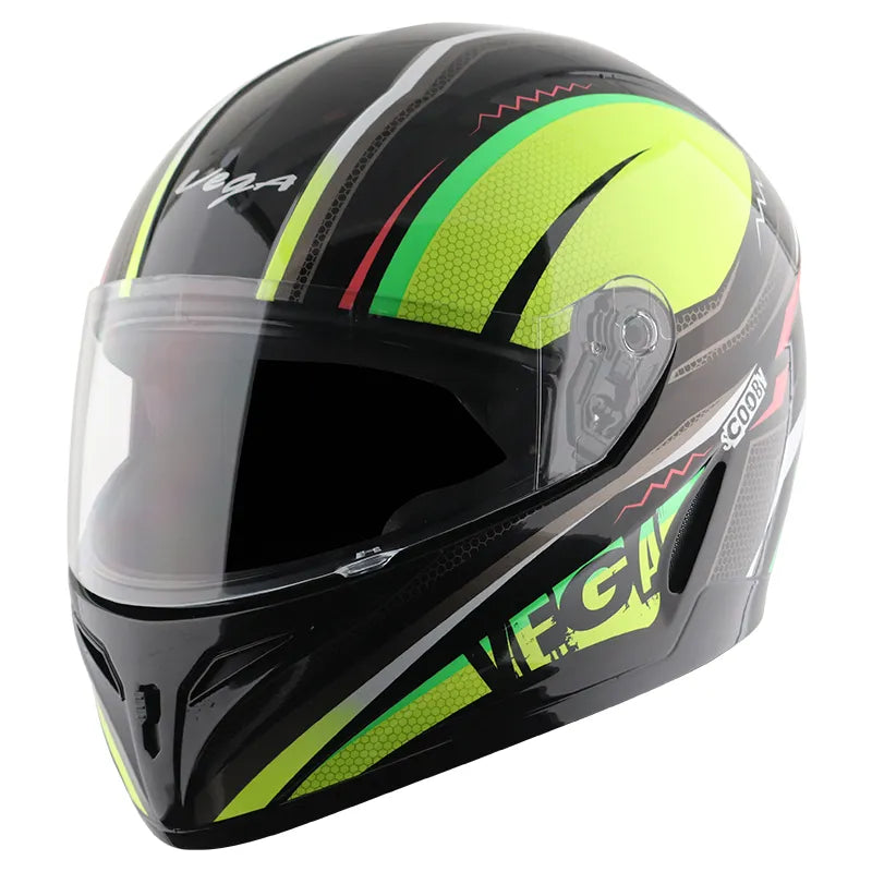 VEGA Breeze Dx Scooby Black Neon Yellow Full Face Helmet
