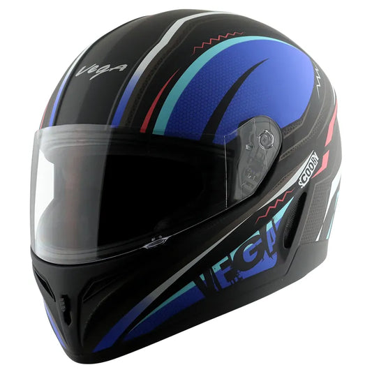 VEGA Breeze Dx Scooby Dull Black Blue Full Face Helmet