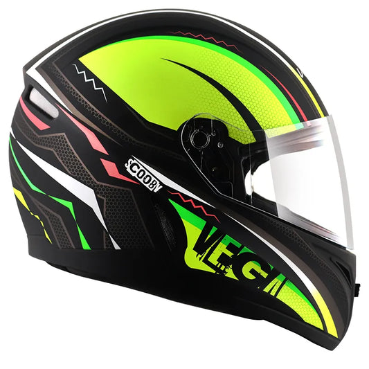 VEGA Breeze Dx Scooby Dull Black Neon Yellow Full Face Helmet