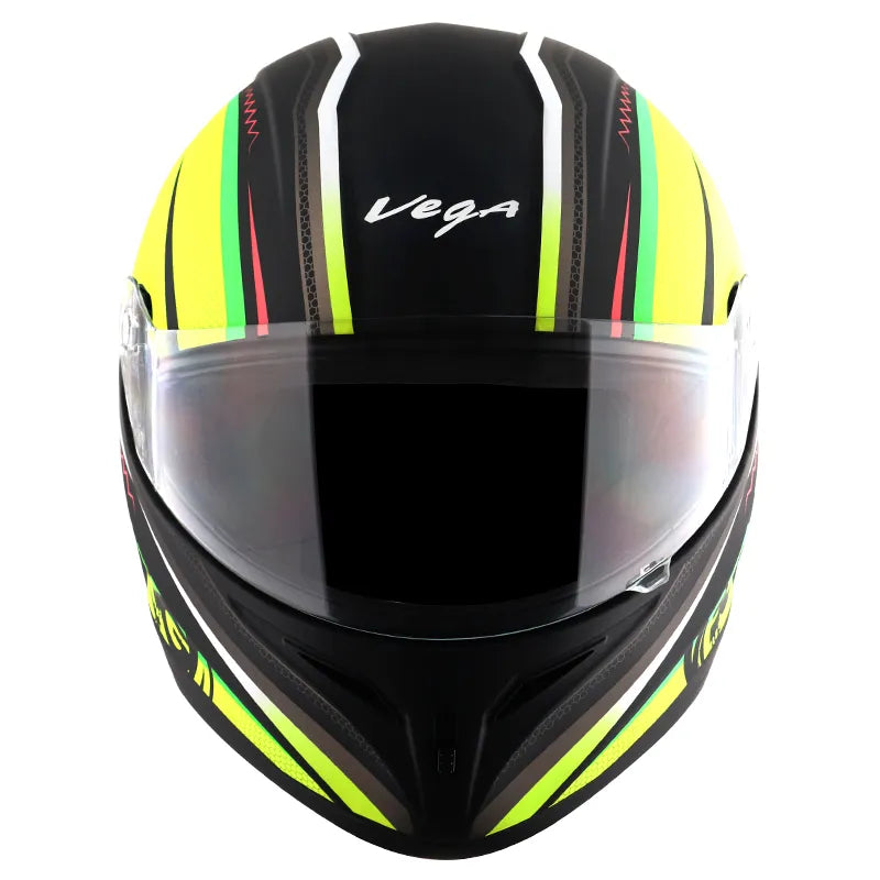 VEGA Breeze Dx Scooby Dull Black Neon Yellow Full Face Helmet