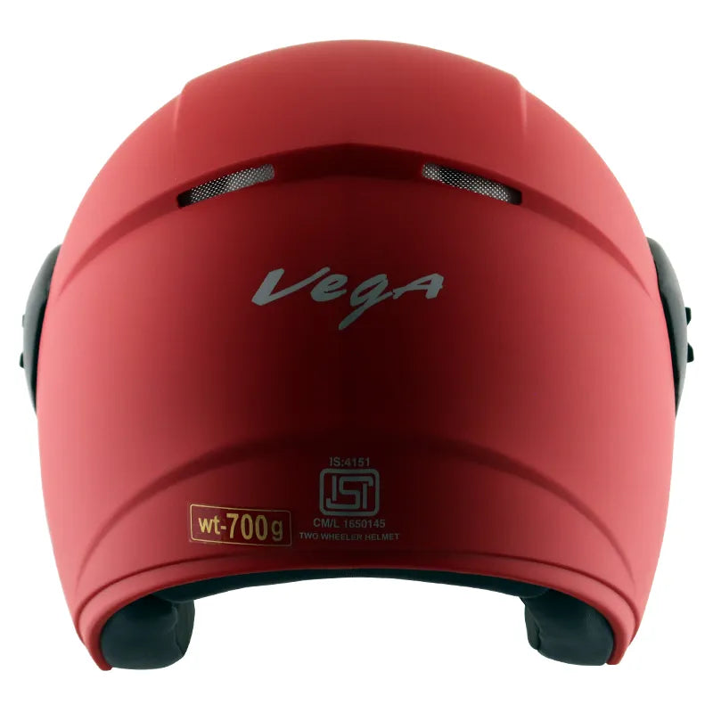 VEGA Buds Dx Without Peak Dull Red Half Face Helmet