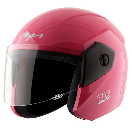VEGA Buds Dx Without Peak Pink Half Face Helmet