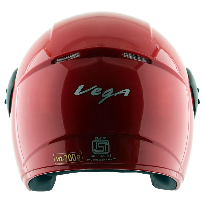 VEGA Buds Dx Without Peak Red Half Face Helmet
