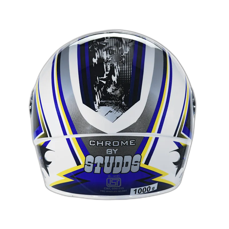 STUDDS Chrome D1 White N1 Full Face Helmet