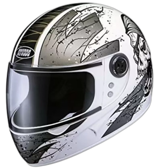 STUDDS Chrome D3 White N4 Full Face Helmet