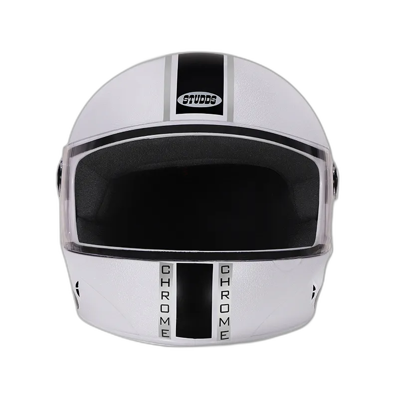 STUDDS Chrome Eco White Full Face Helmet